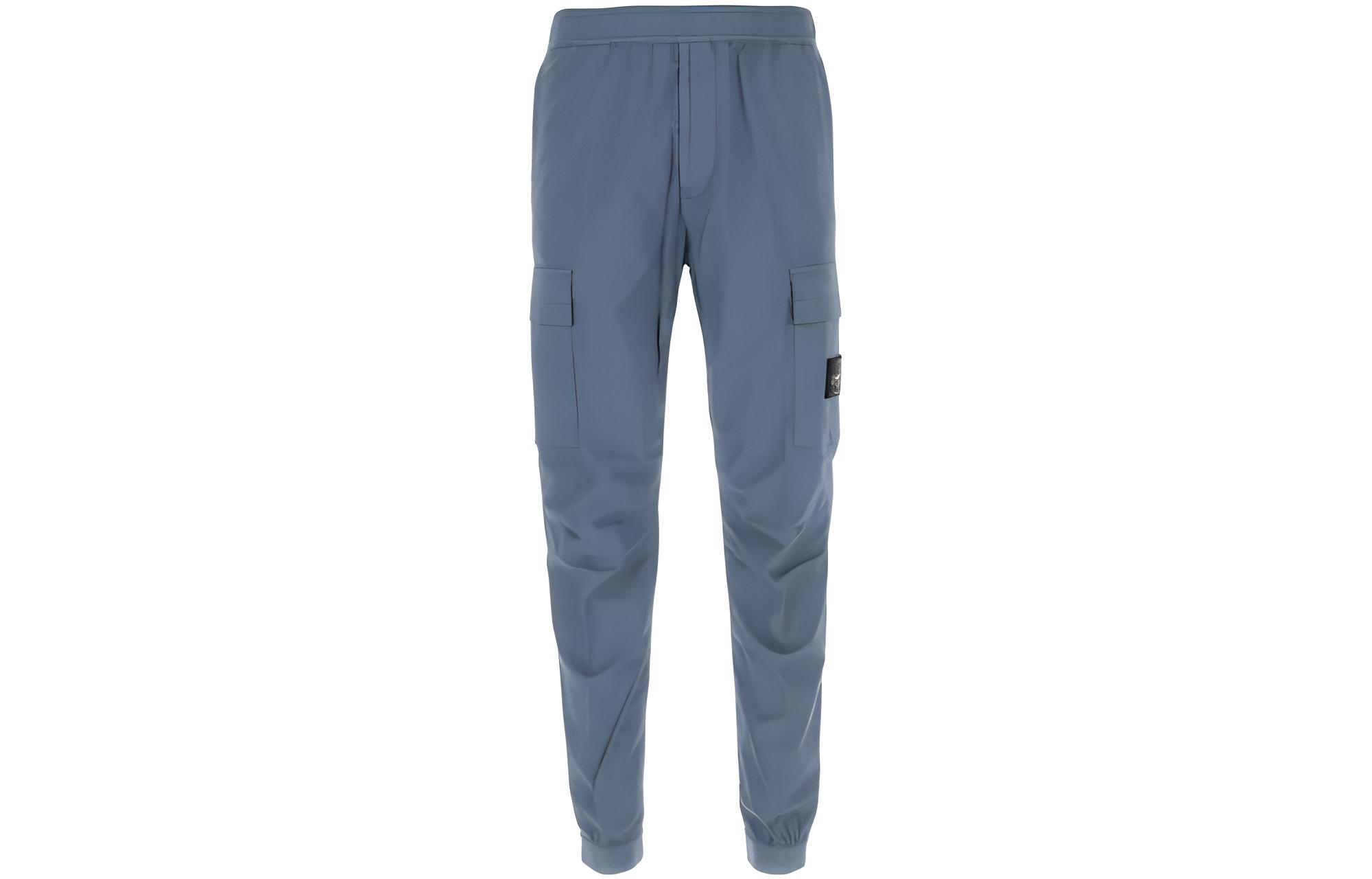 STONE ISLAND SS23 Tapered Cargo Pants -  Casual Blue Joggers with Logo Patch 101531303-V0024