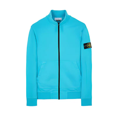 Stone Island SS23 Turquoise Zip-Up Logo Patch Cardigan Sweatshirt 101564351-V0042