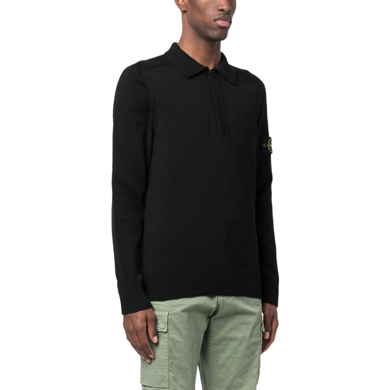 Purchase STONE ISLAND SS23 Unisex Black Solid Color Knitted Long Sleeve Shirt 7815529D3-V0029