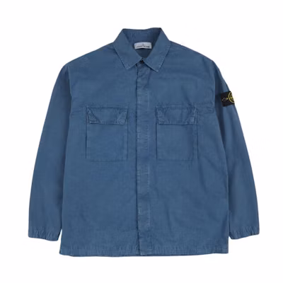 STONE ISLAND SS23 Washed Double-Pocket Long Sleeve Shirt Lagoon Blue Unisex. 7815115WN-V0124