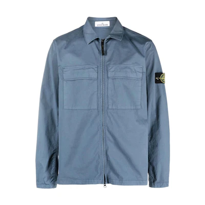 Stone Island SS23 Washed Double Pocket Jacket Haze Blue Long Sleeve 781510210-V0024