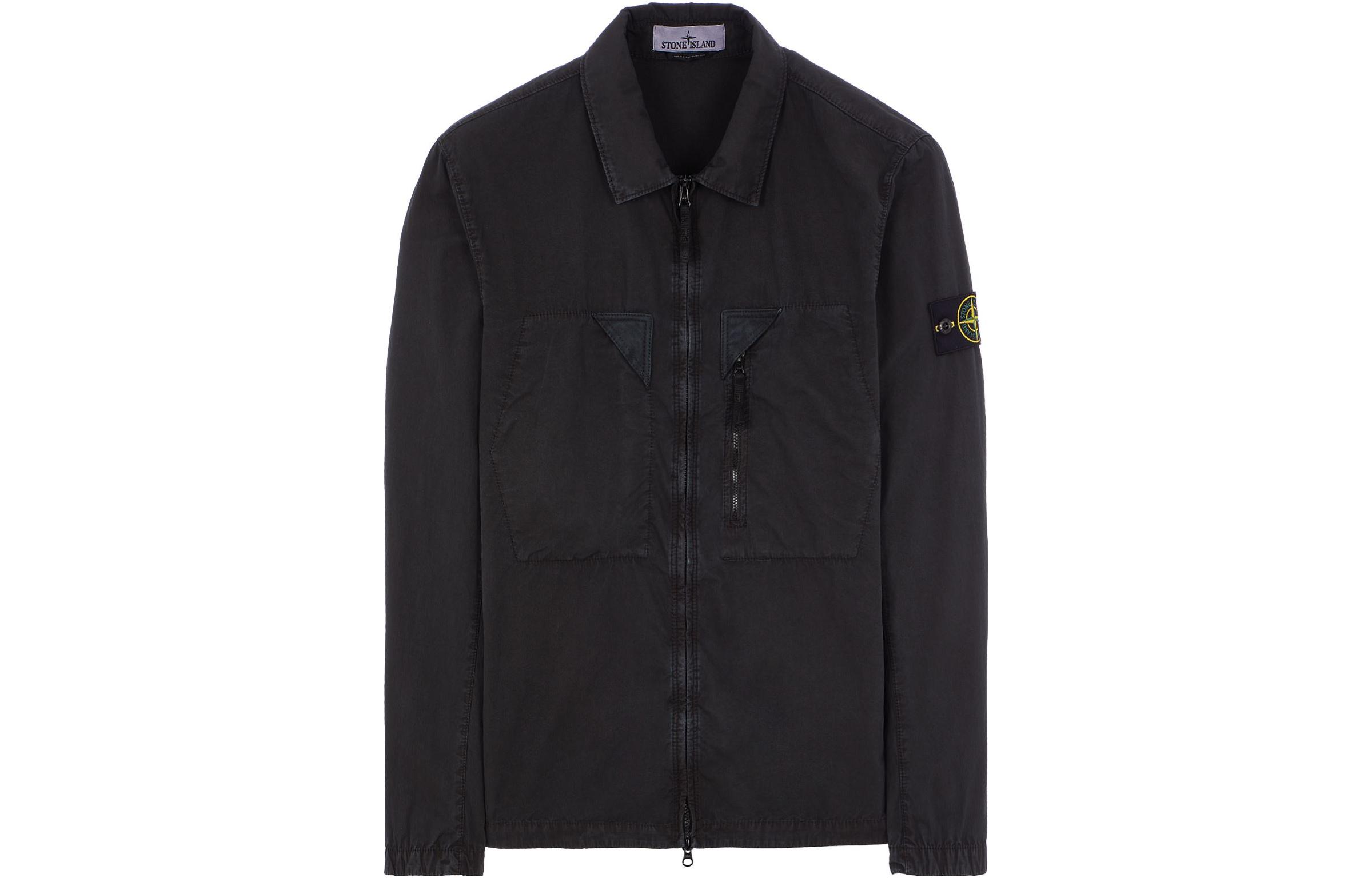 STONE ISLAND SS23 Washed Effect Zip-Up Shirt Jacket Carbon Grey Menswear 7815106WN-V0165
