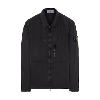 STONE ISLAND SS23 Washed Effect Zip-Up Shirt Jacket Carbon Grey Menswear 7815106WN-V0165