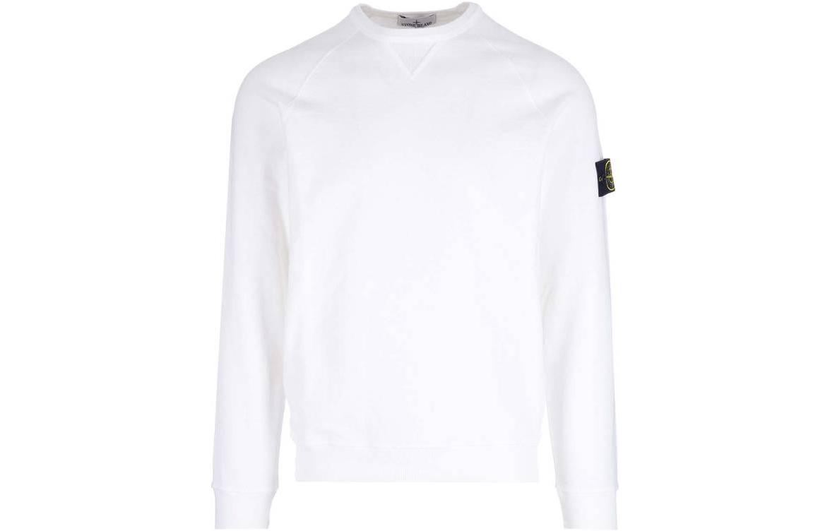 STONE ISLAND SS23 White Crewneck Pullover Sweatshirt  Plain Logo Tag 781566360-V0001