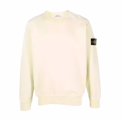 Stone Island SS23 White Crewneck Sweatshirt with Sleeve Logo Patch 17731895