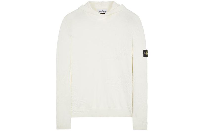 Stone Island SS23 White Crinkled Effect Hoodie Unisex 7815517B3-V0099