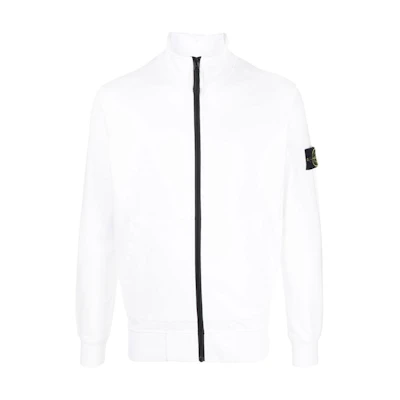 Stone Island SS23 White Logo Patch Zip-Up Long-Sleeve Sweatshirt for Men 101564351-A0001