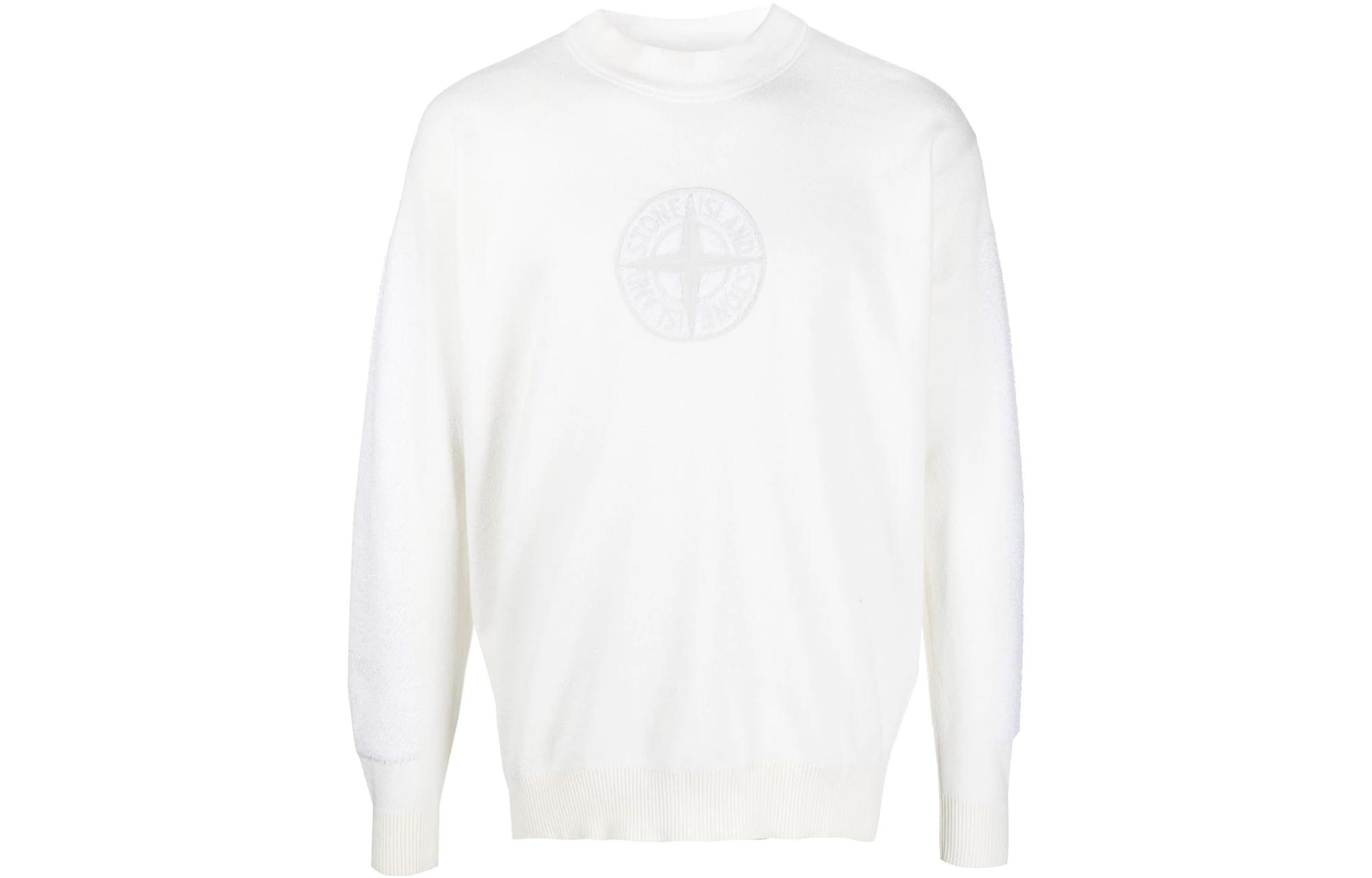 STONE ISLAND SS23 White Logo Print Crewneck Pullover Sweatshirt for Men 7815519B4-V0099 圖 2