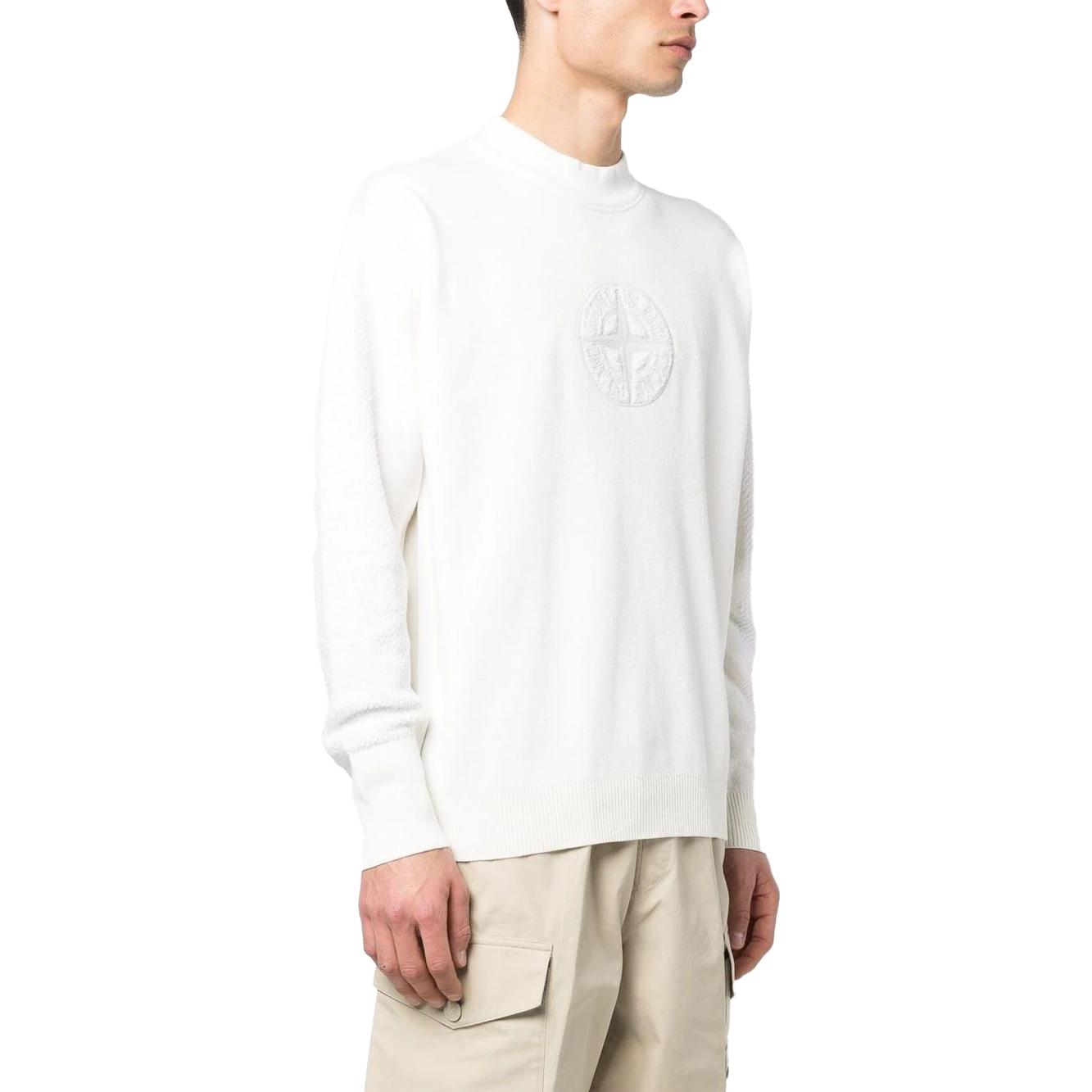 STONE ISLAND SS23 White Logo Print Crewneck Pullover Sweatshirt for Men 7815519B4-V0099 圖 5