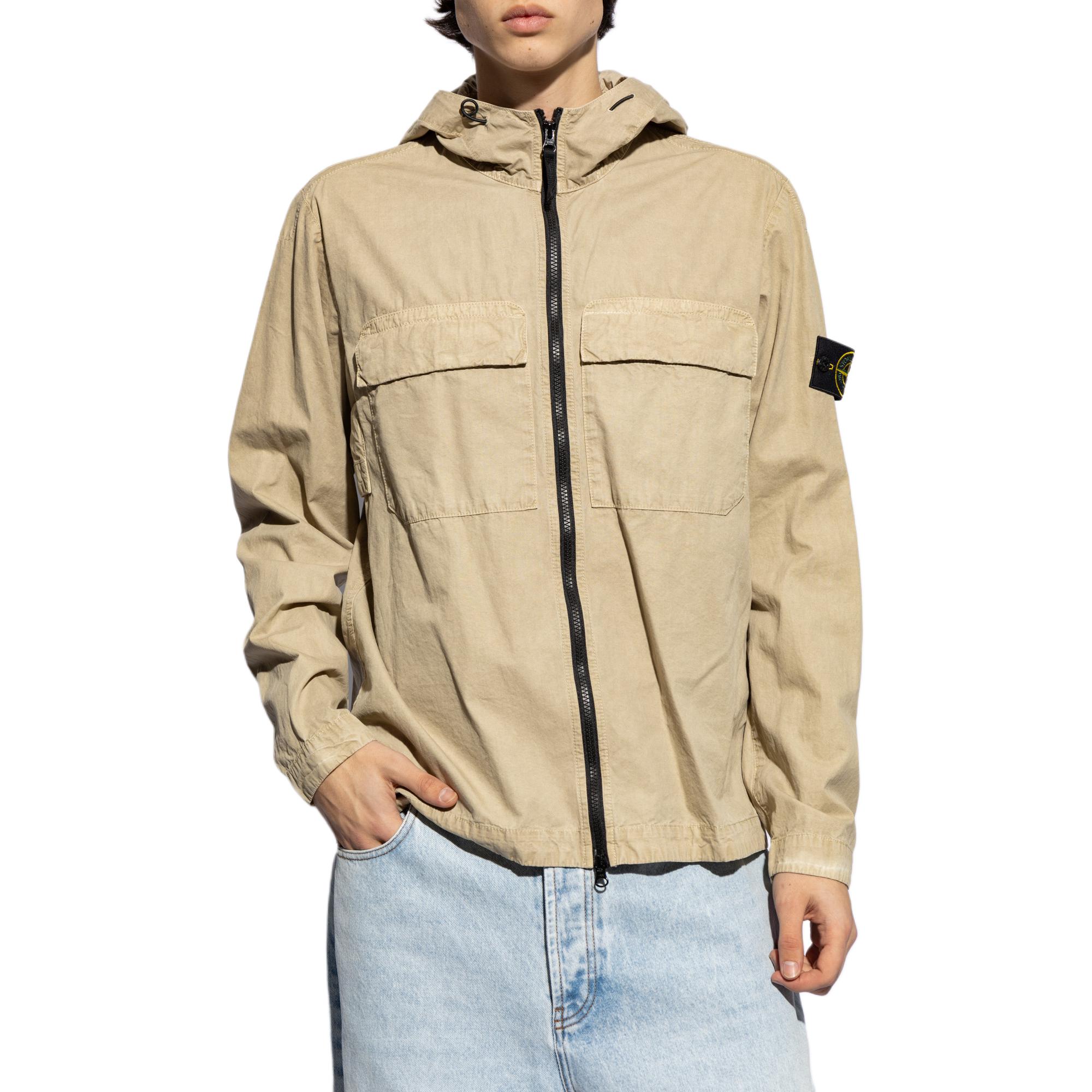 STONE ISLAND SS24  Beige Cotton Canvas Zip-Up Hoodie Jacket 8015106WN-V0195 圖 5
