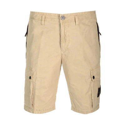 STONE ISLAND SS24 Beige Straight-Cut Utility Bermuda Shorts with Zipper. 8015L11WA-V0195