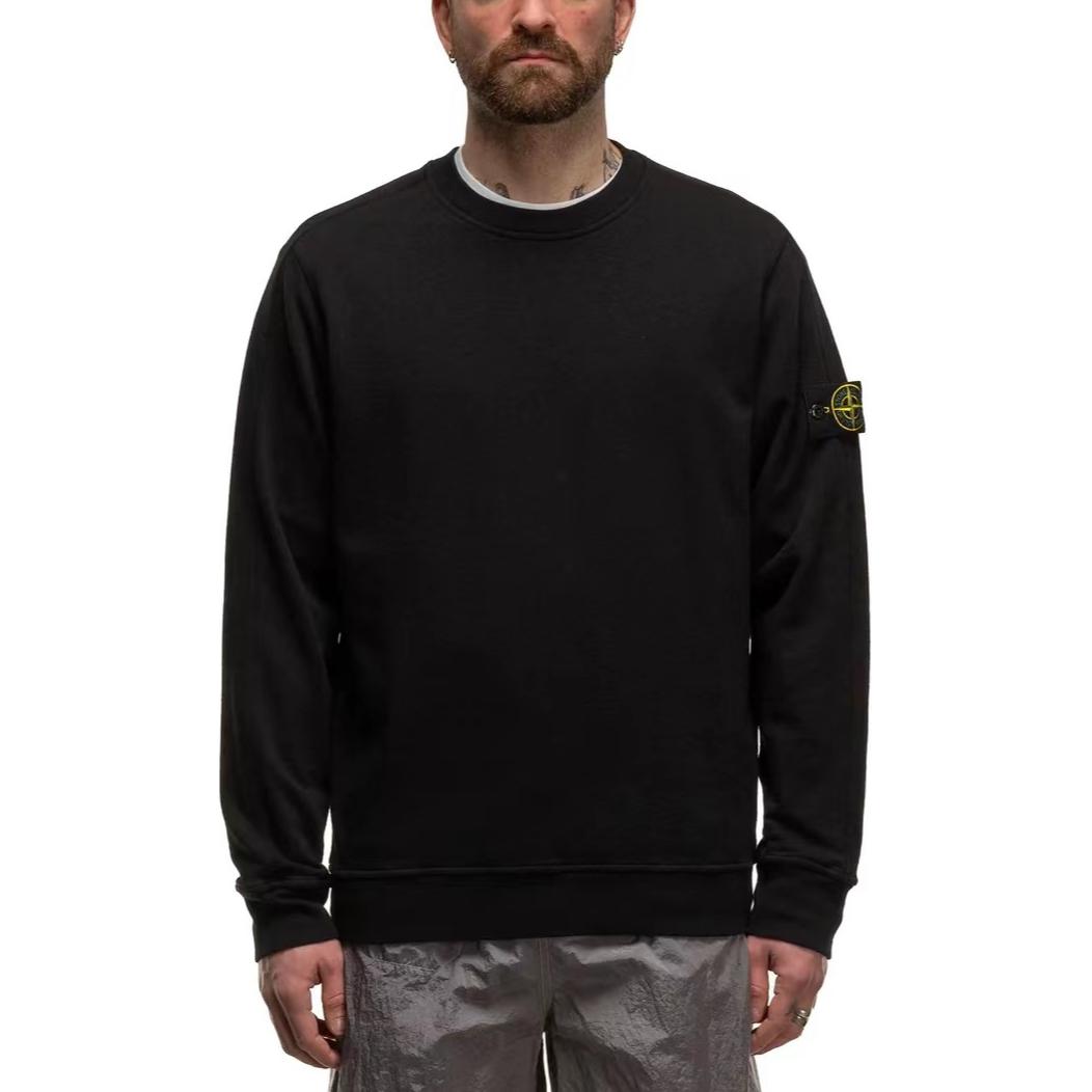 STONE ISLAND SS24  Black Cotton Logo Crewneck Sweatshirt 801566060-V0029 圖 3