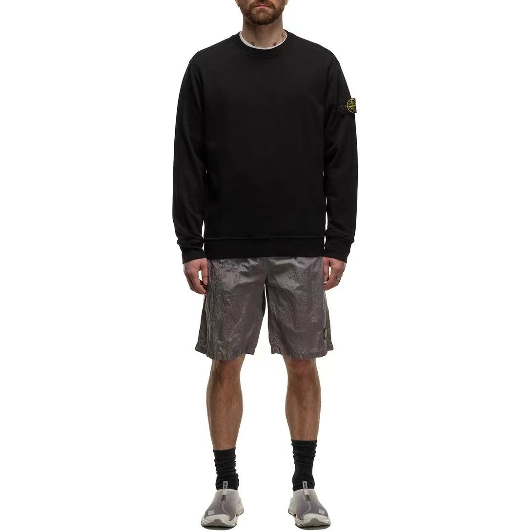 STONE ISLAND SS24  Black Cotton Logo Crewneck Sweatshirt 801566060-V0029 圖 4