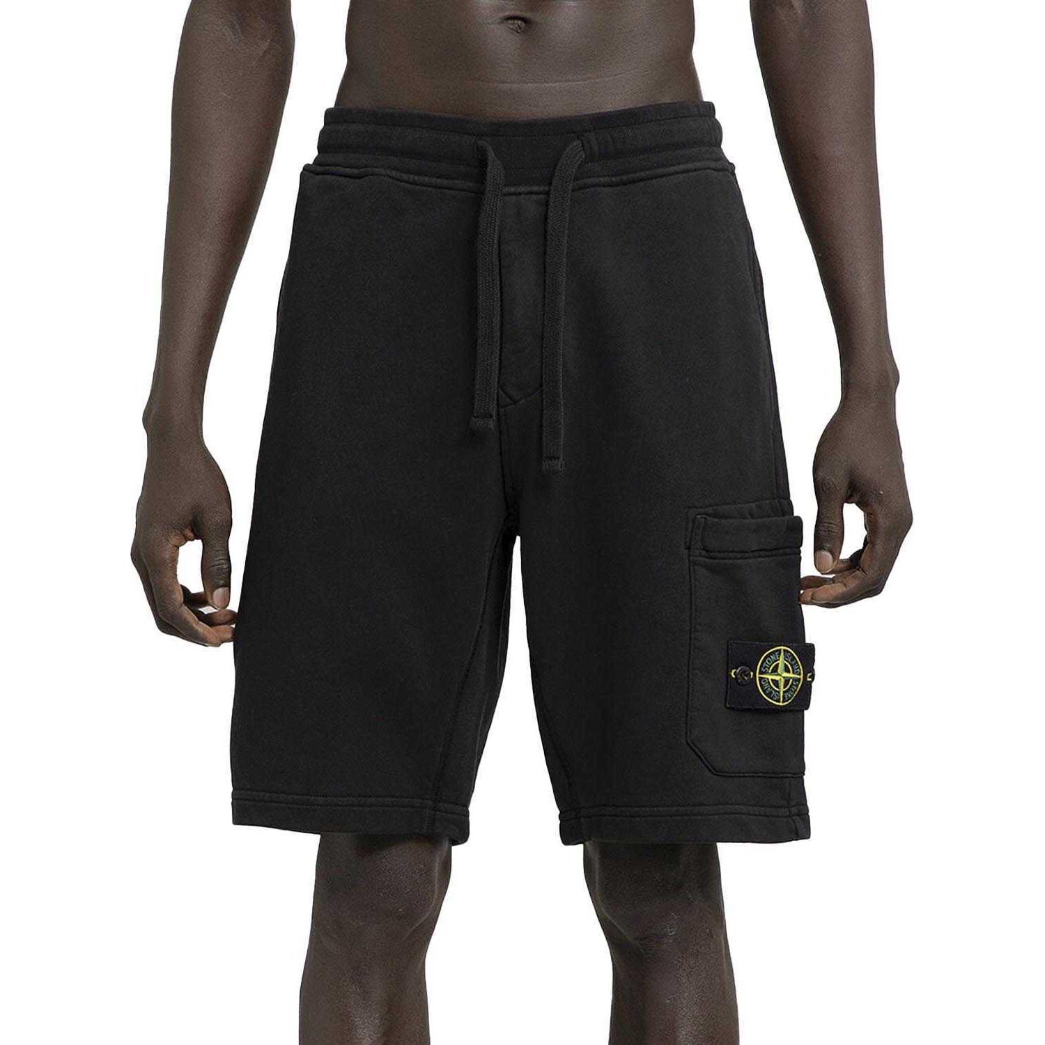 STONE ISLAND SS24  Black Drawstring Mid-Rise Casual Shorts. 801564651-A0029 圖 5