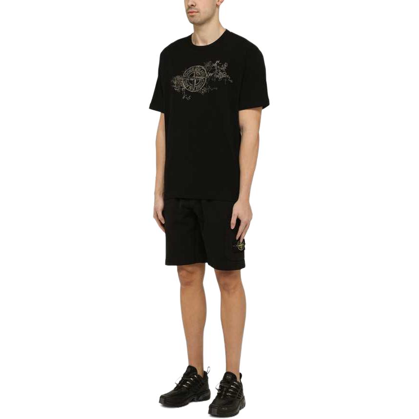 Purchase STONE ISLAND SS24 Baju-T Hitam Logo Grafik. 80152RCE8-V0029