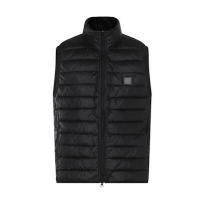 STONE ISLAND SS24 Black Solid Color Zip-Up Sleeveless Vest 8015G0524-V0029