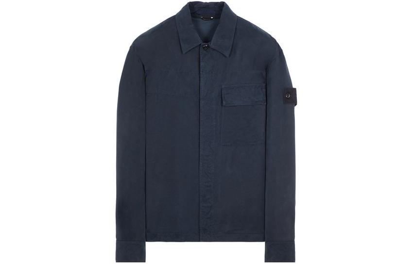 Stone Island SS24  Blue Comfort Solid Color Badge Shirt 8015111F2-V0029