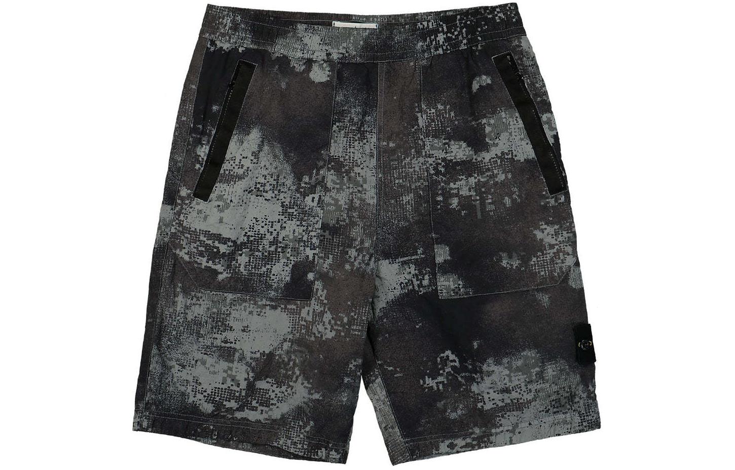 STONE ISLAND SS24  Camouflage Zip Casual Shorts Grey 8015L20E1-V0060