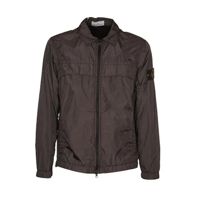 STONE ISLAND SS24 Dark Gray Zip-Up Logo Jacket with Pockets. 801510522-V0065