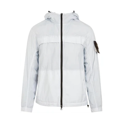 Stone Island SS24 Frost Blue Lightweight Recycled Nylon Hooded Jacket 801540922-V0041