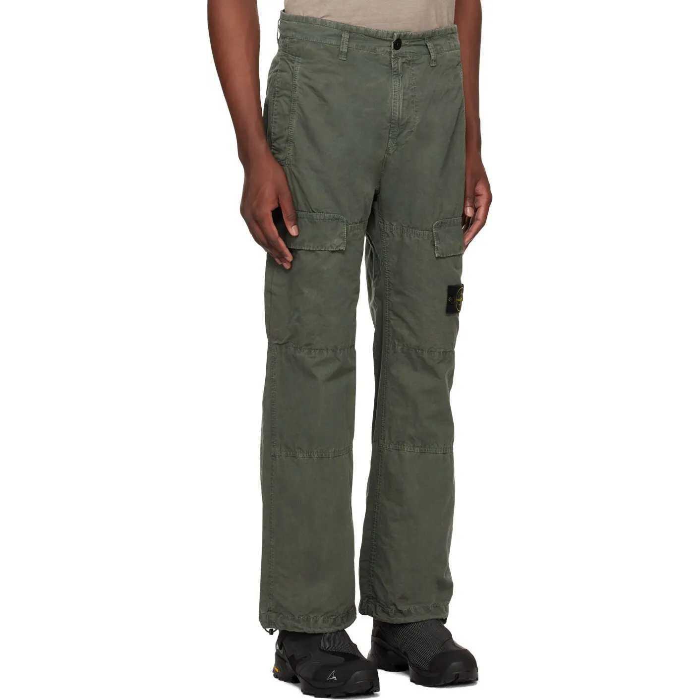 Purchase Stone Island SS24 綠色直筒拉鍊口袋抽繩工裝長褲 8015311WA-V0159