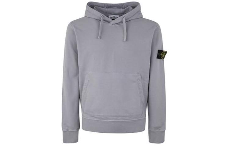 STONE ISLAND SS24  Grey Solid Color Hoodie with Pockets and Long Sleeves. 801564151-V0064