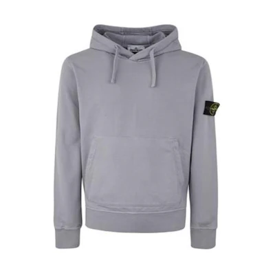 STONE ISLAND SS24 Grey Solid Color Hoodie with Pockets and Long Sleeves. 801564151-V0064