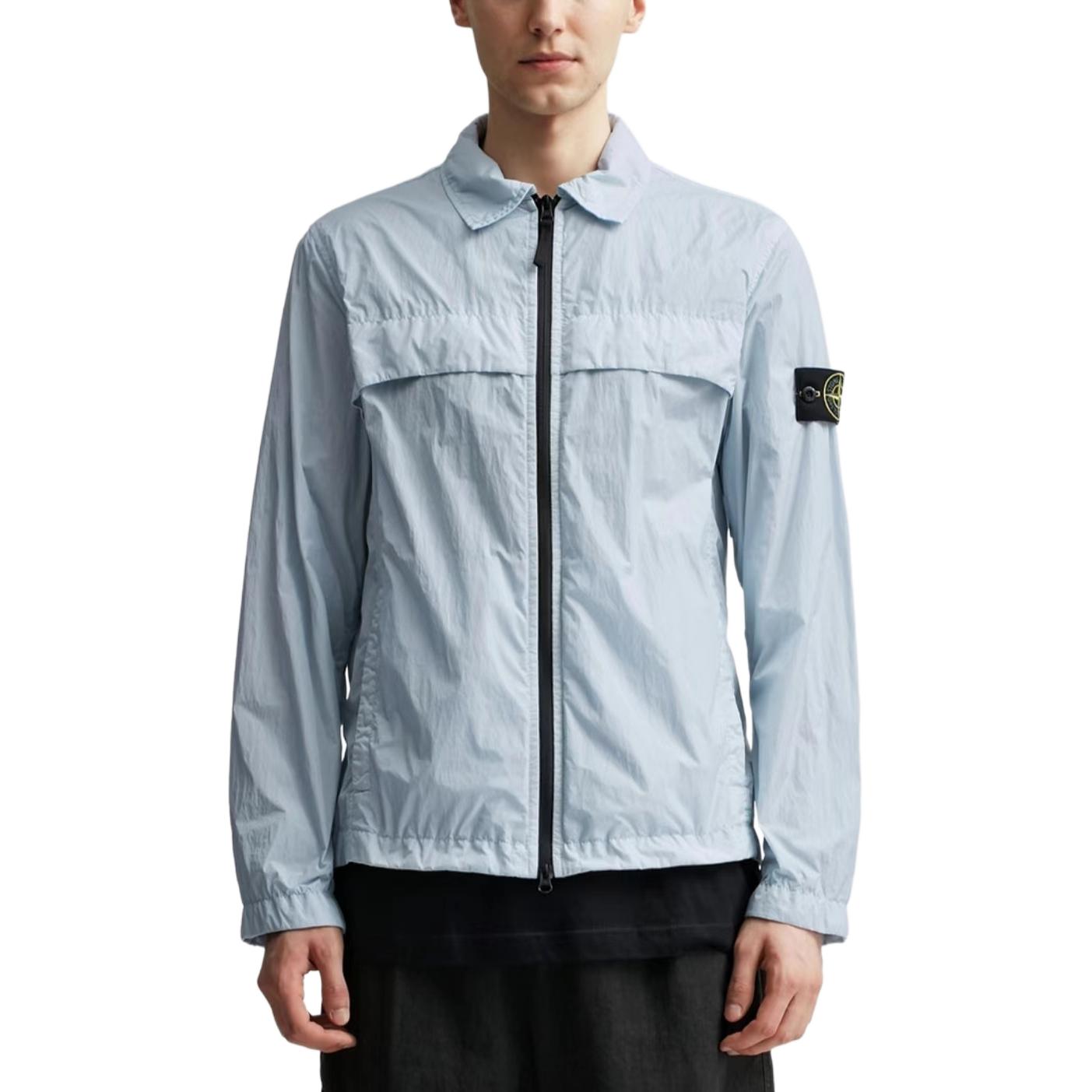 STONE ISLAND SS24  Light Blue Long Sleeve Zip-Up Shirt Jacket. 801510522V0041 圖 4