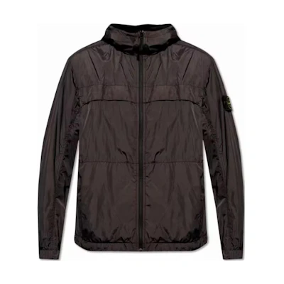 Stone Island SS24 Lightweight Recycled Nylon Hooded Jacket Charcoal Gray 801540922-V0065