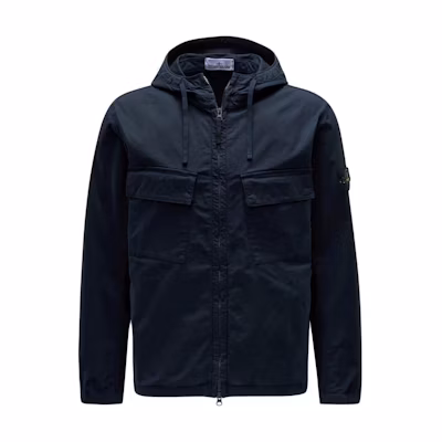 STONE ISLAND SS24 Pima Cotton Navy Blue Zip Hoodie Jacket with Pockets 801542610-V0020
