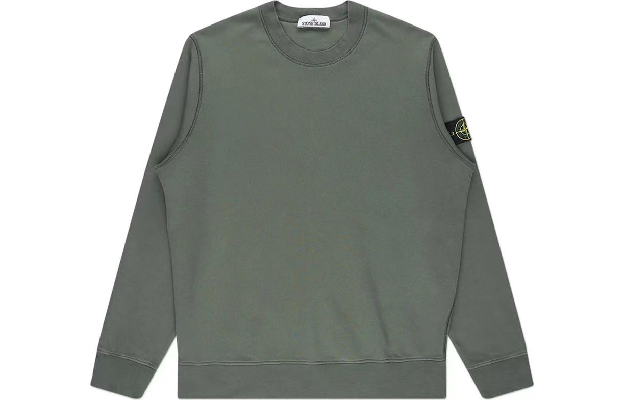 STONE ISLAND SS24  Solid Logo Crewneck Pullover Sweatshirt - Moss Green 801563051-V0059