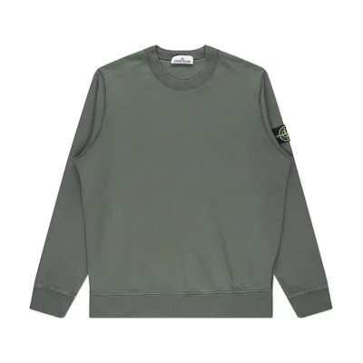 STONE ISLAND SS24 Solid Logo Crewneck Pullover Sweatshirt - Moss Green 801563051-V0059