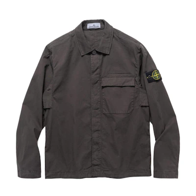 Stone Island SS24 Badge Long-Sleeve Collared Jacket Carbon Grey 801510710-V0065