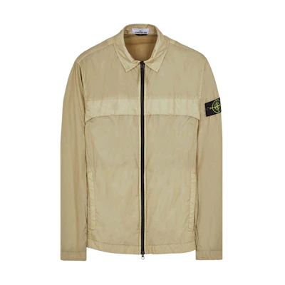 Stone Island SS24 Beige Zip-Up Badge Logo Long Sleeve Jacket for Men. 801510522-V0095