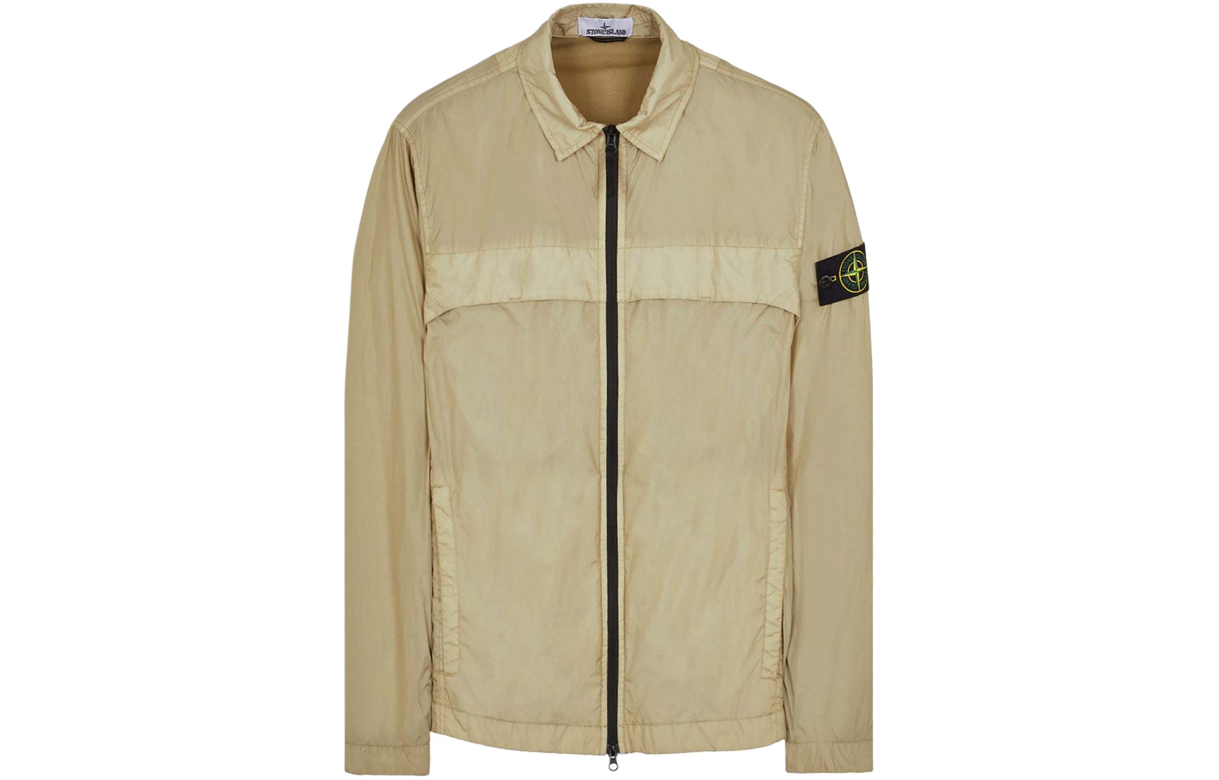 Stone Island SS24 Beige Zip-Up Badge Logo Long Sleeve Jacket for Men. 801510522-V0095 圖 2