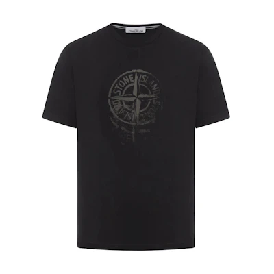 STONE ISLAND SS24 Black Compass Logo Crewneck T-Shirt Unisex 80152RC87-V0029