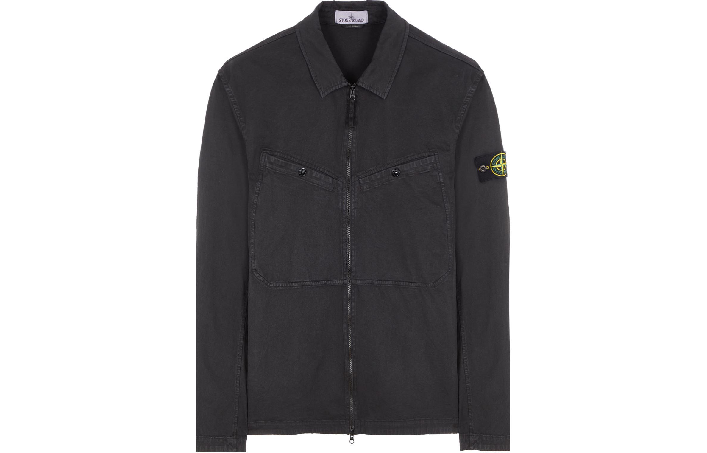STONE ISLAND SS24 Black Compass Patch Long Sleeve Jacket . 801510104-V0129