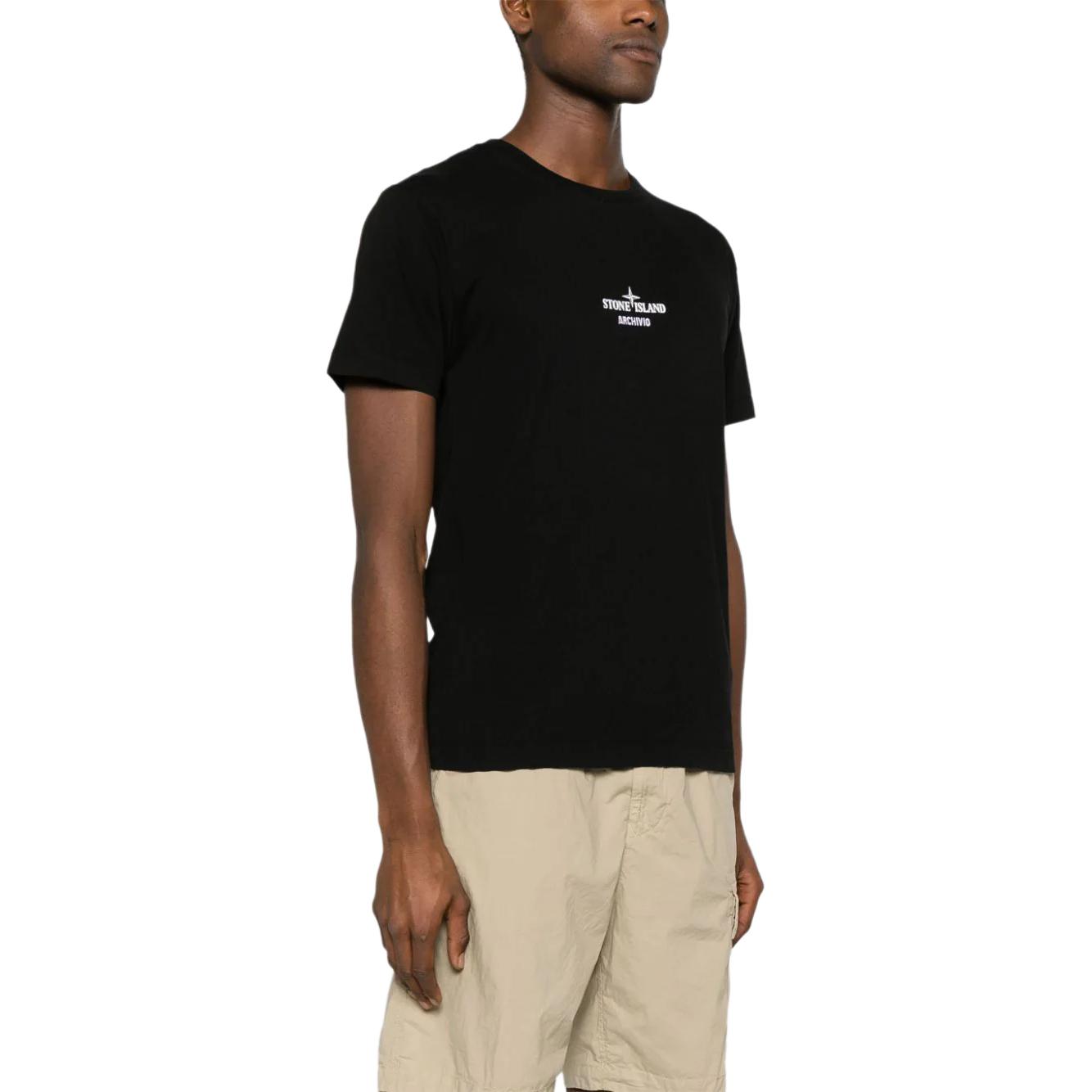 Details for STONE ISLAND SS24 黑色棉質標誌印花短袖圓領T恤 男款 80152NS91-V0029