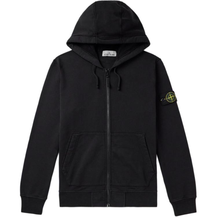 Stone Island SS24 Black Hooded Relaxed Fit Full-Zip Hoodie JVM1699847269364