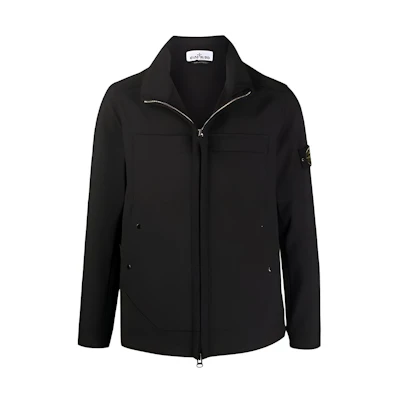 Stone Island SS24 Black Logo High-Collar Jacket for Men 7315Q0222-V0029