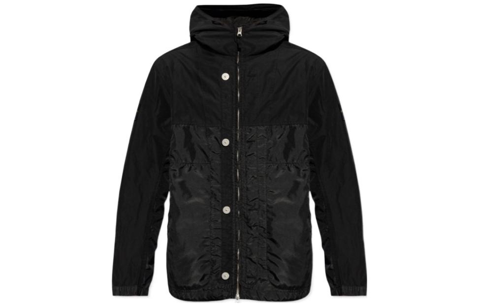 STONE ISLAND SS24 Black Patchwork Hooded Zip-Up Jacket for Men 801542732-V0029 圖 2