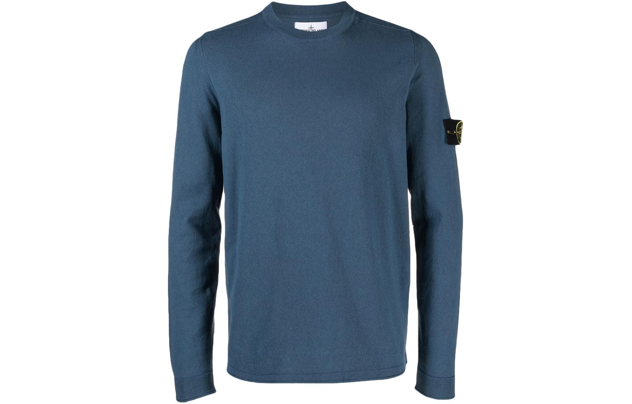 Stone Island SS24 Blue Crewneck Logo Long Sleeve Sweater  Casual Wear 8015532B9-V0024 圖 2