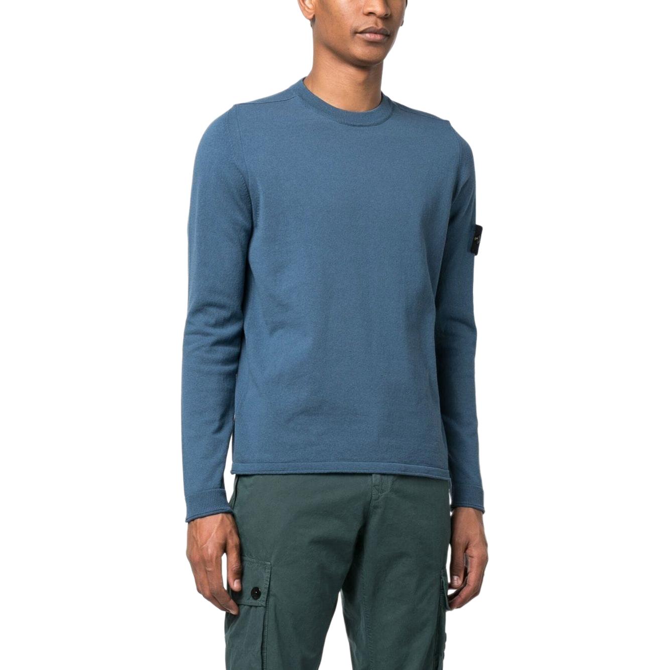 Stone Island SS24 Blue Crewneck Logo Long Sleeve Sweater  Casual Wear 8015532B9-V0024 圖 3