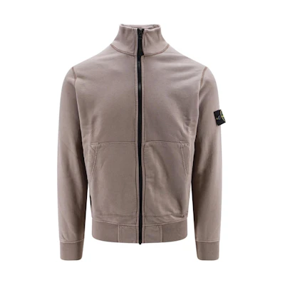 Stone Island SS24 Brown Zip-Up Collared Sweatshirt Men’s 801564351-V0092