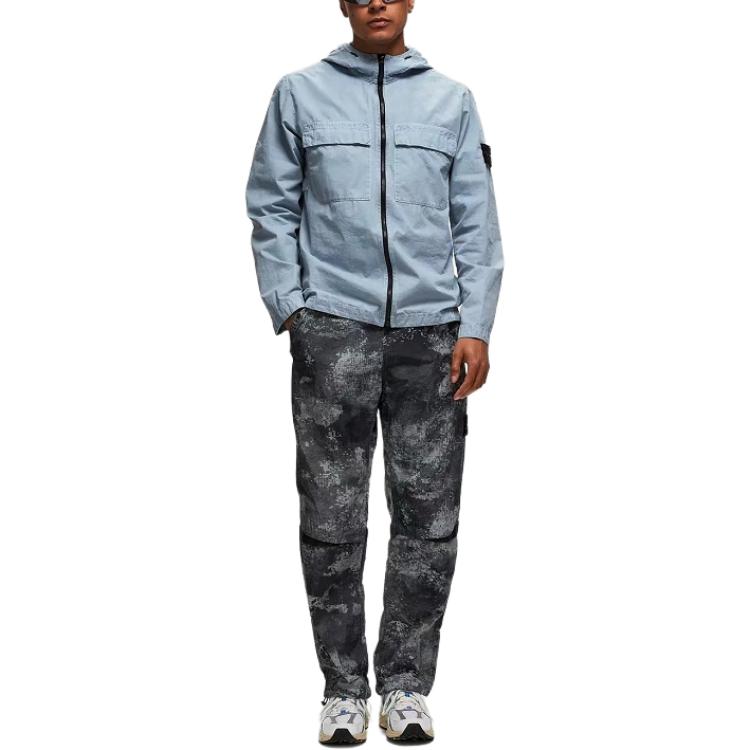 STONE ISLAND SS24 Brushed Cotton Canvas Hooded Shirt Jacket Men Sky Blue 8015106WN-V0141 圖 3