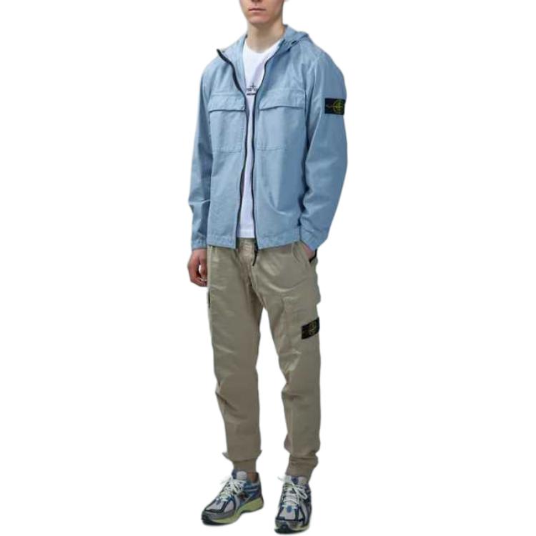STONE ISLAND SS24 Brushed Cotton Canvas Hooded Shirt Jacket Men Sky Blue 8015106WN-V0141 圖 5