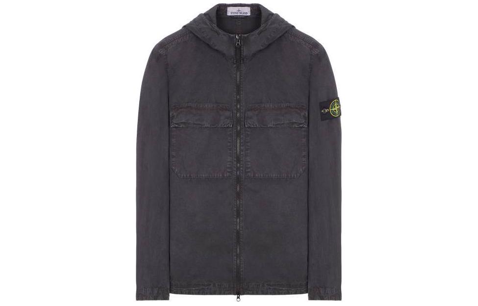 Stone Island SS24 Brushed Cotton Canvas Hooded Zip Jacket Men’s Dark Gray 8015106WN-V0165