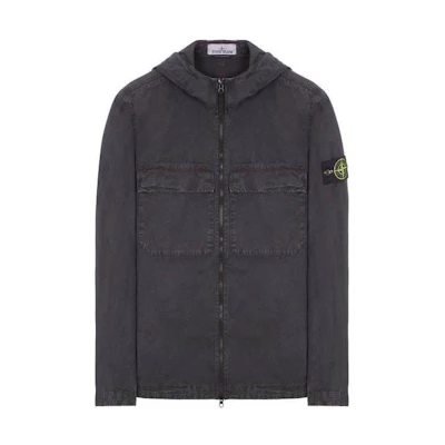 Stone Island SS24 Brushed Cotton Canvas Hooded Zip Jacket Men’s Dark Gray 8015106WN-V0165