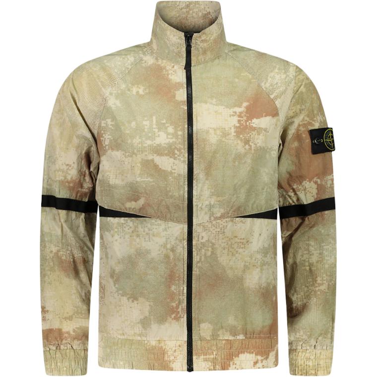 STONE ISLAND SS24 Camouflage Print Zip-Up Jacket for Men Colorblock Design 8015661E1-V0091