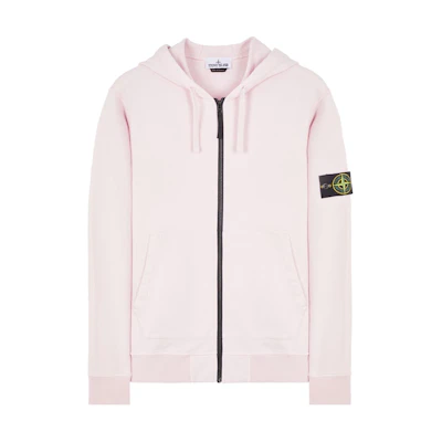 Stone Island SS24 Classic Logo Zip-Up Hoodie Unisex Light Pink 801564251-V0080